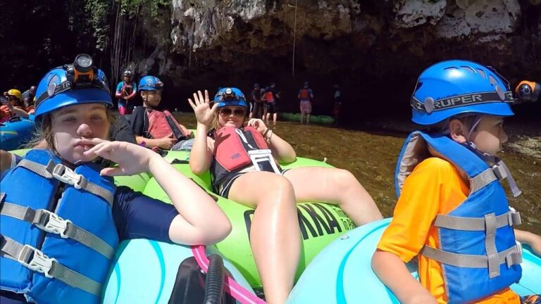 photo of family cave tubing in belize